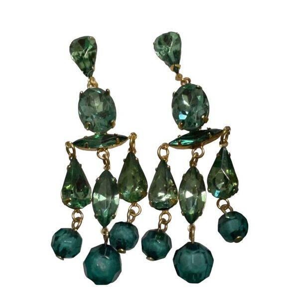 Mint Green Teal Drop Earrings - Picture 3 of 5